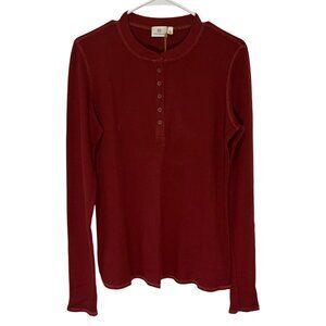 Women's AG Veda Thermal Henley, Size Large, Tannic Dark Red